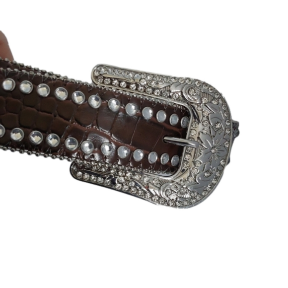 Nocona Rhinestone Leather Belt Size 24 - Picture 10 of 12